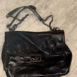 Zara Black Quilted Leather Shoulder Bag